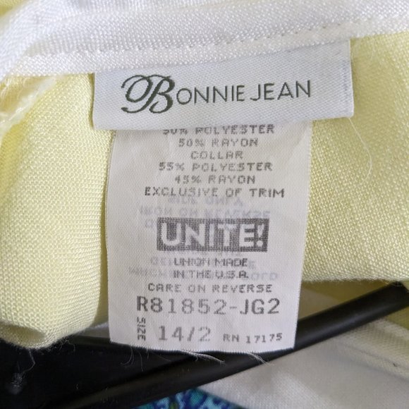 Bonnie Jean Vintage Soft Yellow Bib Lace Trim Collar Maxi Girl's Dress - size 14 - Picture 9 of 9